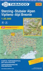 Tabacco Editrice Wanderkarten: Tabacco topographische Wanderkarte Sterzing, Stubaier Alpen. Vipiteno, Alpi Breonie