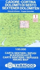 Tabacco Editrice Wanderkarten: Tabacco topographische Wanderkarte Cortina, Sextener Dolomiten