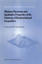 Dumitru Motreanu, Panagiotis D Panagiotopoulos, Panagiotis D. Panagiotopoulos, D. Motreanu - Minimax Theorems and Qualitative Properties of the Solutions of Hemivariational Inequalities