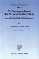 Detlef Merten - Verfassungsprobleme der Versorgungsüberleitung.