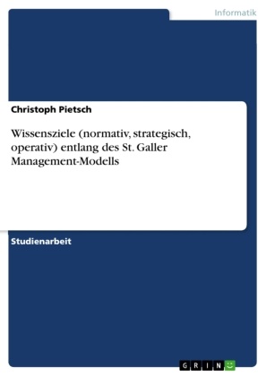 Christoph Pietsch - Wissensziele (normativ, strategisch, operativ) entlang des St. Galler Management-Modells