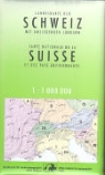 Landeskarte der Schweiz mit umliegenden Ländern. Ungefalzt