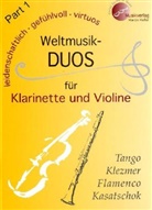 Martin Keller - Weltmusik-DUOS für Klarinette und Violine, Spielpartituren u. Einzelstimmen. Part.1