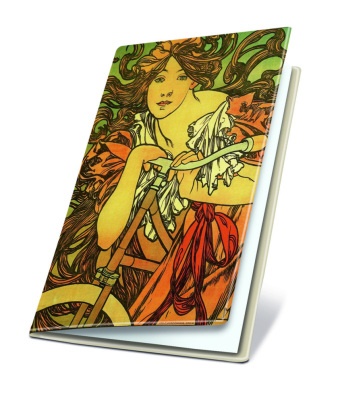 Thiele,  Thiele Verlag,  'Thiele Verlag - Notizbüchlein Bicyclette - Liniert. Blattfarbe: chamois. Dessin: Alphonse Mucha