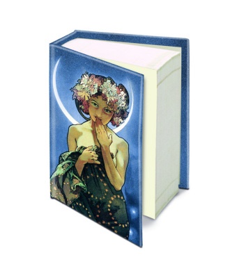 Thiele,  Thiele Verlag - Notizblock-Buch Clair de Lune - Dessin: Alphonse Mucha. Mit Glitzer-Sternenstaub