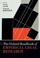 Peter Cane, CANE PETER KRITZER HERBERT M, Herbert Kritzer, Peter Cane, Herbert Kritzer - Oxford Handbook of Empirical Legal Research