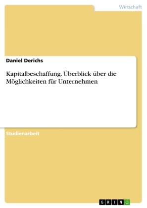 Daniel Derichs - Kapitalbeschaffung. Überblick über die Möglichkeiten für Unternehmen
