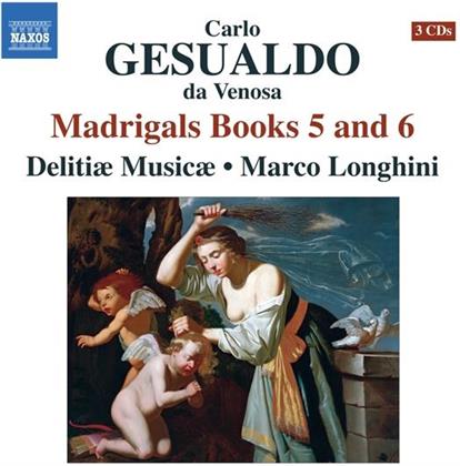 Delitiae Musicae, Carlo Gesualdo (1566-1613) & Marco Longhini - Madrigalbuecher 5&6 (3 CDs)