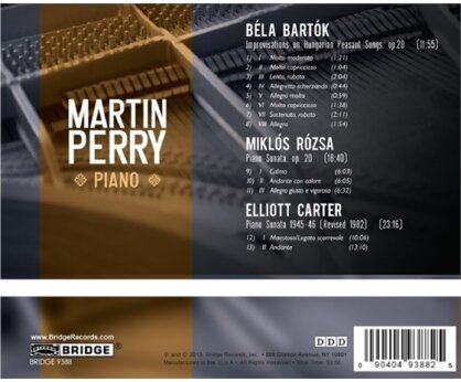 Béla Bartók (1881-1945), Miklós Rózsa (1907-1995), Carter & Martin Perry - Bartok - Improvisations on Hungarian Peasant Songs, Op. 20 / Rozsa - Piano Sonata op.20 / Carter - Piano Sonata