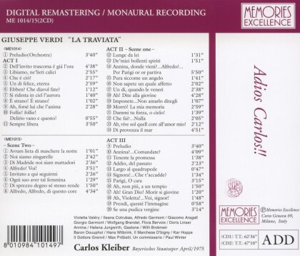 Bayerische Staatsoper, Violetta Valery, Ileana Cotrubas, Alfredo Germont, … - La Traviata - April,1975 Live Mono (2 CDs)