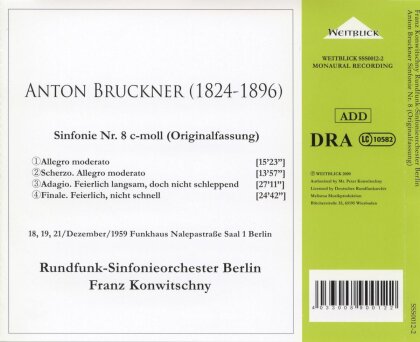 Anton Bruckner (1824-1896), Franz Konwitschny & Rundfunk Sinfonieorchester Berlin - Sinfonie Nr. 8 c-moll Originalfassung