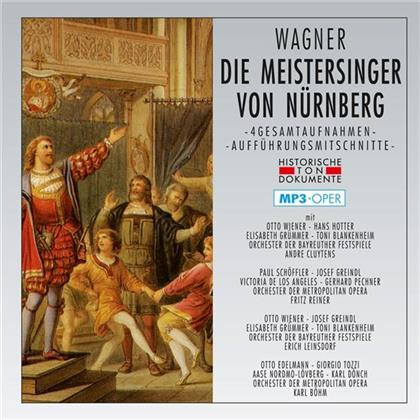Otto Wiener, Hans Hotter, Elisabeth Grümmer, Toni Blankenheim, … - Die Meistersinger Von Nürnberg - MP3 - 4 Gesamtaufnahmen - Aufführungsmittschnitte (2 CDs)