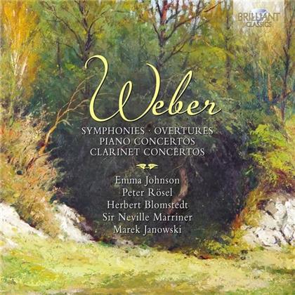 Carl Maria von Weber (1786-1826), Herbert Blomstedt, Sir Neville Marriner, Marek Janowski, … - Sinfonien, Ouverure, Klavierkonzert, Klarienttenkonzert (4 CDs)
