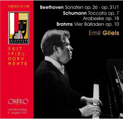Ludwig van Beethoven (1770-1827), Robert Schumann (1810-1856), Johannes Brahms (1833-1897) & Emil Gilels - Sonateen op.26, op.31 Nr.1/ Toccata op.7, Arabesque op.18/ Vier Balladen op.10 - Salzburger Festspiele 1976 (2 CDs)