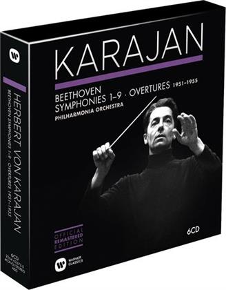 Ludwig van Beethoven (1770-1827), Herbert von Karajan & Elisabeth Schwarzkopf - Sinfonien 1-9 & Ouvertüren 1951-1955 (6 CDs)