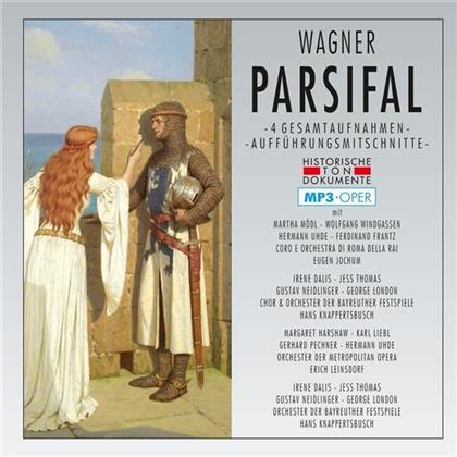 Richard Wagner (1813-1883), Eugen Jochum, Hans Knappertsbusch, Erich Leinsdorf, … - Parsival - Mp3 Oper - 4 Gesamtaufnahmen - Aufführungsmitschnitte (2 CDs)