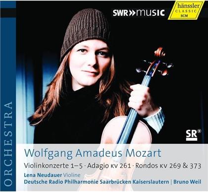 Wolfgang Amadeus Mozart (1756-1791), Bruno Weil, Lena Neudauer & Deutsche Radio Philharmonie Saarbrücken-Kaiserslautern - Violinkonzerte 1-5, Adagio KV 261, Rondos KV 269 & 373 (2 CDs)