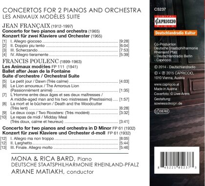 Mona Bard, Rica Bard, Jean Françaix (1912-1997) & Francis Poulenc (1899-1963) - Konzerte 2 Klaviere / Animaux