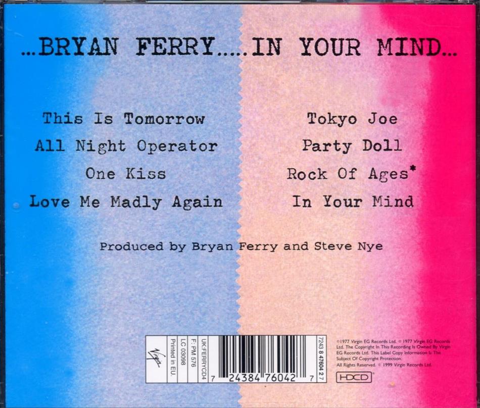 In Your Mind Von Bryan Ferry Roxy Music Cedech 0051
