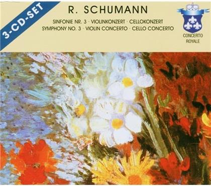 Div Orch.+Solisten & Robert Schumann (1810-1856) - Sinfonie 3/Violinkonzert, Cellokonzert - (3 CDs)