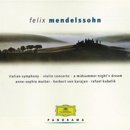 Felix Mendelssohn-Bartholdy (1809-1847), Herbert von Karajan, Rafael Kubelik & Anne-Sophie Mutter - Italian Symphony, Violin Concertos, A Midsummernight's Dream - Panorama (2 CDs)