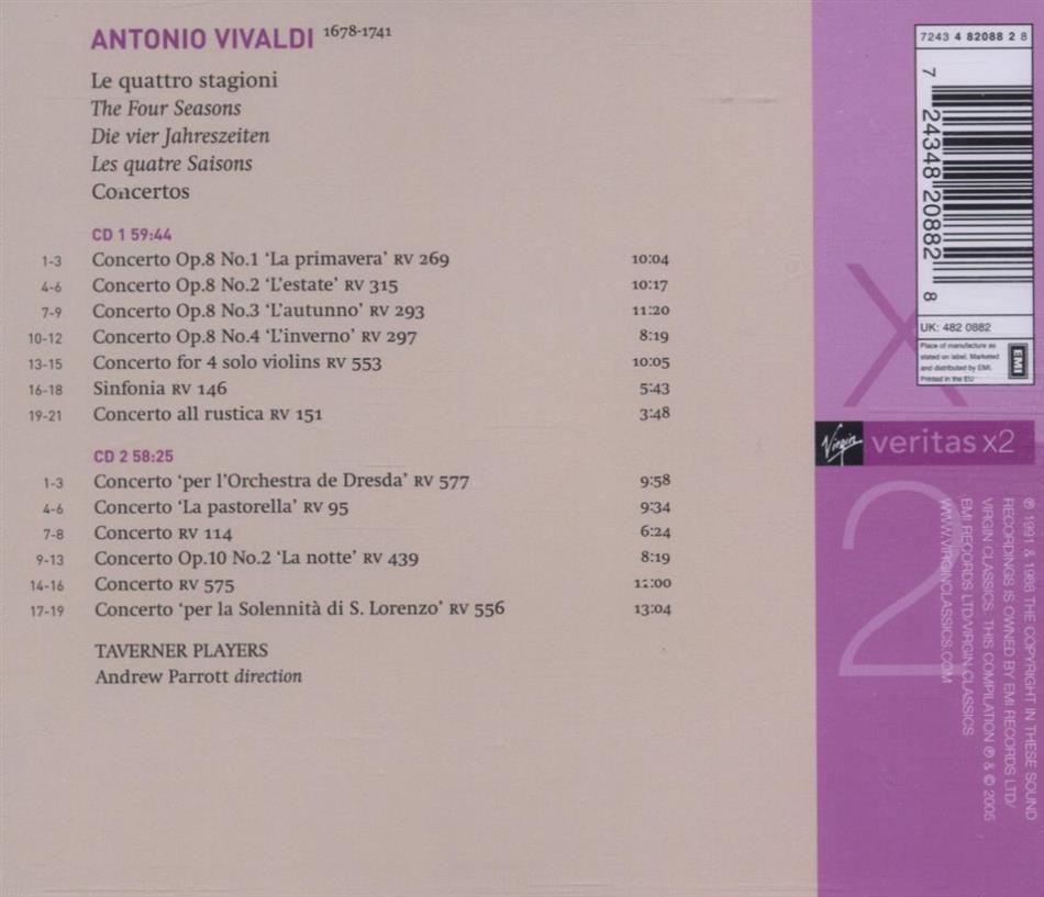 Vier Jahreszeiten/Konzerte (2 CDs) by Parrott Andrew / Tavener Players &  Antonio Vivaldi (1678-1741) - CeDe.com