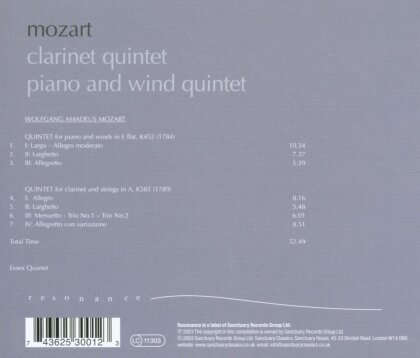 Essex Quartett & Wolfgang Amadeus Mozart (1756-1791) - Quintett Fuer Klarinette Kv581