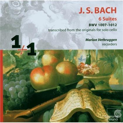 Marion Verbruggen & Johann Sebastian Bach (1685-1750) - 6 Cellosuiten Arr. F. Blockflöte (2 CDs)