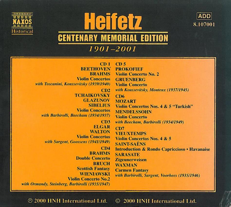 Centenary edition by jascha heifetz various cede