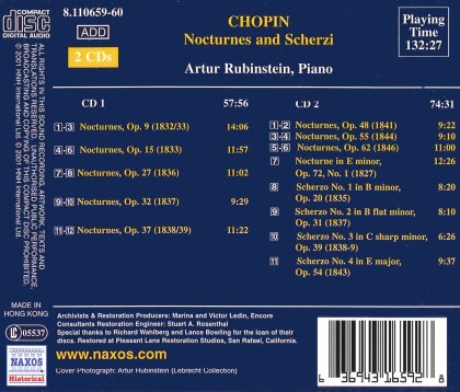 Arthur Rubinstein & Frédéric Chopin (1810-1849) - Nocturnes/Scherzi