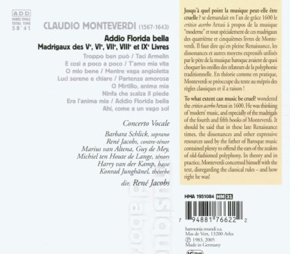 Concerto Vocale & Monteverdi - Addio Florida Bella