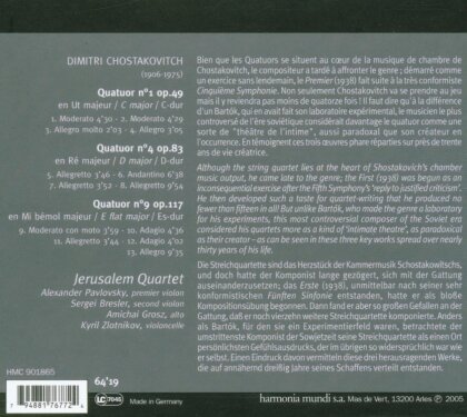 Jerusalem Quartet & Dimitri Schostakowitsch (1906-1975) - Streichquart Op1 Nr4&9