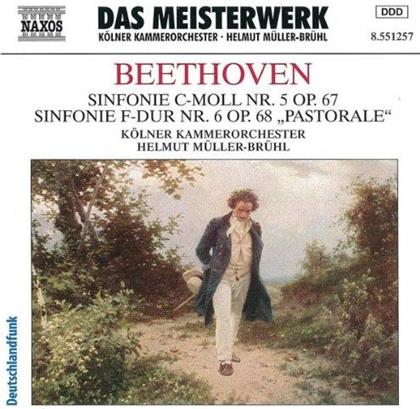 Ludwig van Beethoven (1770-1827), Helmut Müller-Brühl & Kölner Kammerorchester - Sinfonie Nr. 5 + 6