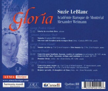 Leblanc Suzie / Weimann/Academie Baroque & Handel George Frederic/Bach Johann S. - Handel:Gloria/Bach/Vivaldi