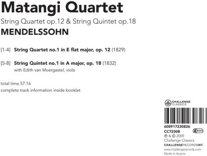 Matangi Quartet & Felix Mendelssohn-Bartholdy (1809-1847) - Str.Quart/Str.Quint.