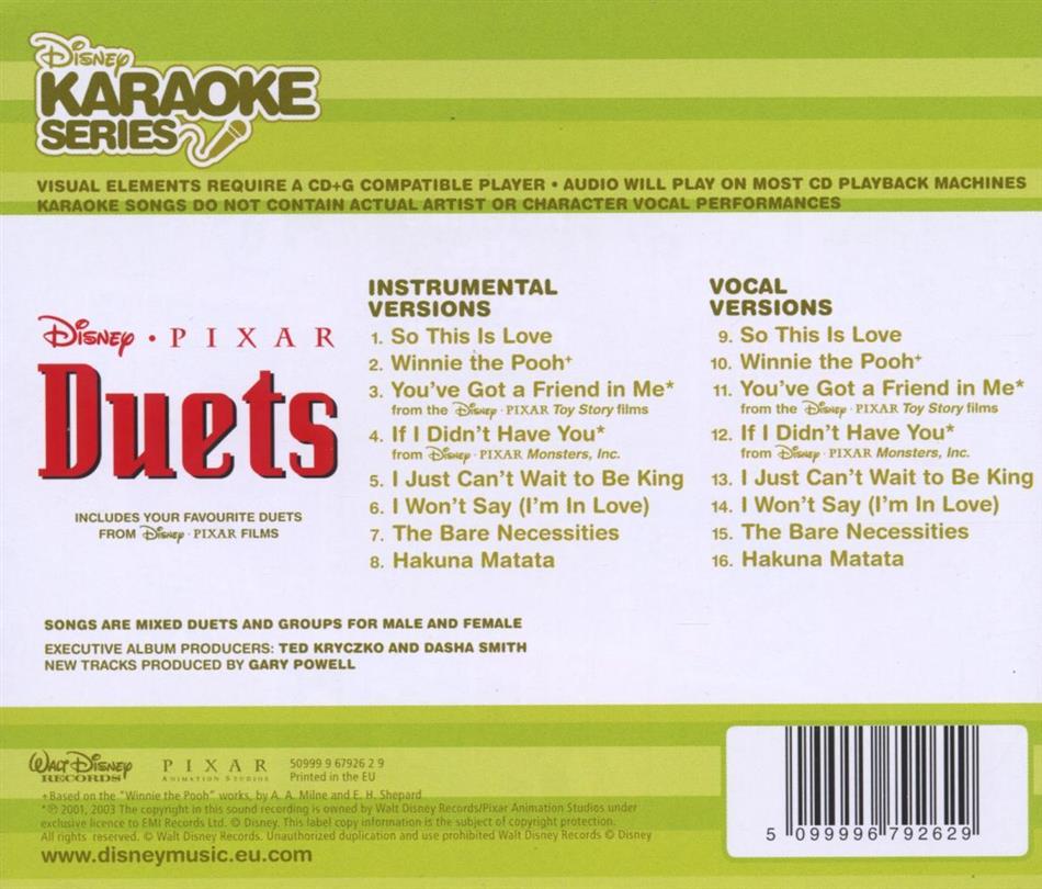Various Disney Pixar Duets by Disney Karaoke Series CeDe.ch