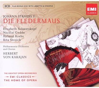 Johann Strauss II (1825-1899) (Sohn), Herbert von Karajan, Elisabeth Schwarzkopf & Nicolai Gedda - Fledermaus (3 CDs)