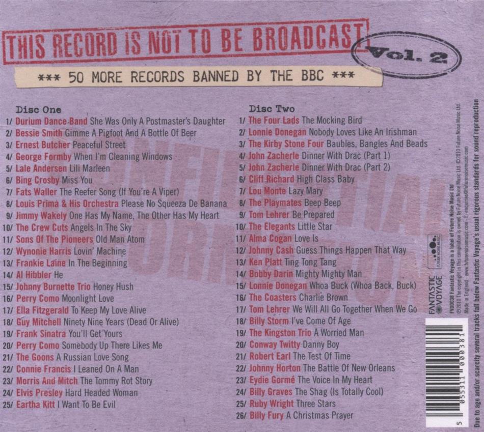 This Record Is Not To Be Broadcast Vol 2 2 Cds Cede Com
