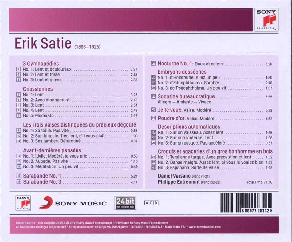 Piano Works von Philippe Entremont Erik Satie 1866 1925 CeDe