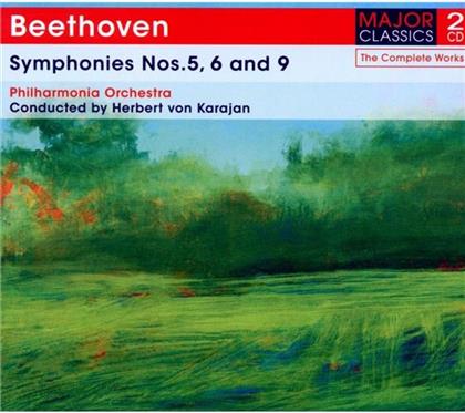 Ludwig van Beethoven (1770-1827), Herbert von Karajan & Philharmonia Orchestra - Symphonies Nos.5,6 And 9 (2 CDs)