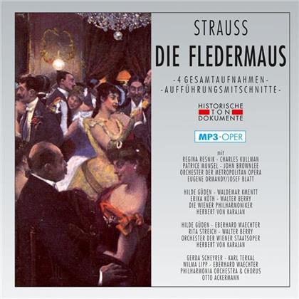 Richard Strauss (1864-1949), Herbert von Karajan, Eugène Ormandy & Otto Ackermann - Fledermaus Mp3 - 4 Gesamtaufnahmen (2 CDs)