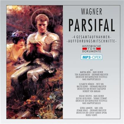 Richard Wagner (1813-1883), Hans Knappertsbusch, Herbert von Karajan & Rudolf Kempe - Parsifal - 4 Gesamtaufnahmen - Mp3 (2 CDs)