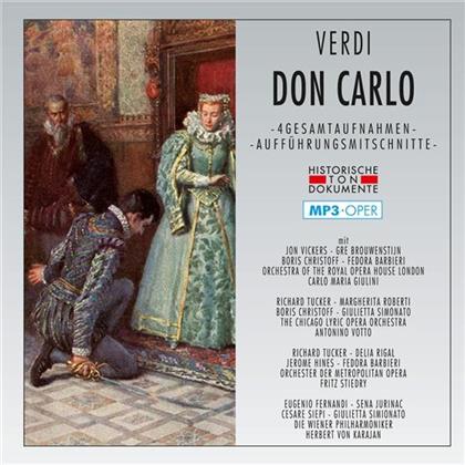 Antonino Votto, Giuseppe Verdi (1813-1901), Herbert von Karajan & Carlo Maria Giulini - Don Carlo - 4 Gesamtaufnahmen - Mp3 (2 CDs)