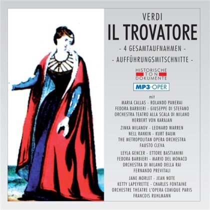 Giuseppe Verdi (1813-1901), Herbert von Karajan, Fausto Cleva, Fernando Previtali & Francois Ruhlmann - Il Trovatore - 4 Gesamt. - Mp3 (2 CDs)