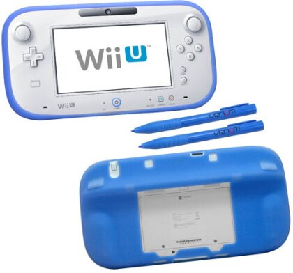 WiiU GamePad Silicon Protector Venom blau + 2 Stylus