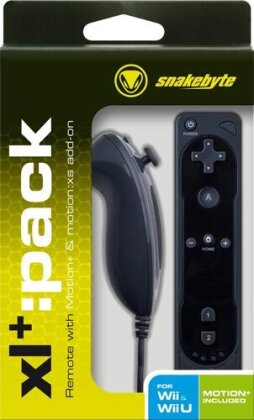 Wii Controller Remote XL+ Pack schwarz Snakebyte (MotionPLUSStrapNunchuck)