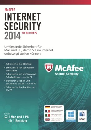 McAfee Internet Security Dual Protection for MAC and Windows 2014 - 1 User