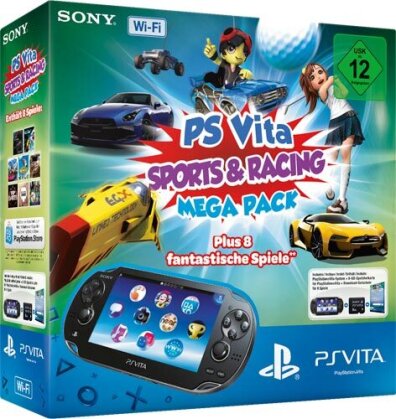 PSVita Konsole WiFi Mega Pack Sport & Racing + 8GB Memo + DLC für 8 Games