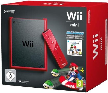 Wii Konsole mini red Mario Kart Bundle inkl. Remote Plus red + Nunchuk red