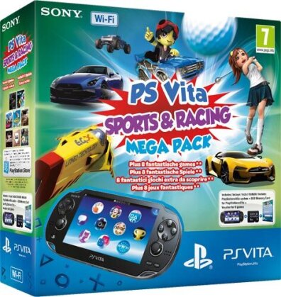 PSVita Konsole WiFi Mega Pack Sport Racing + 8GB Memo + DLC für 8 Games